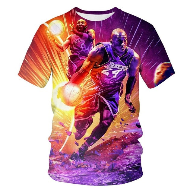 Kobe Bryant summer flame T-shirt 3D printed short sleeved T-shirt