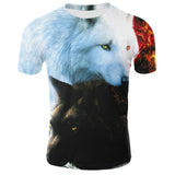 Summer T shirt Men Streetwear Round Neck Short Sleeve Tees Tops Funny Animal Male Clothes Casual Wolf 3D Print Tshirt