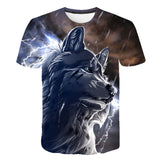 Summer T shirt Men Streetwear Round Neck Short Sleeve Tees Tops Funny Animal Male Clothes Casual Wolf 3D Print Tshirt