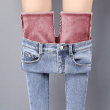 Winter Warm Jeans Woman 2020 High Waist Casual Velvet Ladies Trousers Female Pantalon Denim jeans for Women Pants Plus size