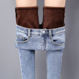 Winter Warm Jeans Woman 2020 High Waist Casual Velvet Ladies Trousers Female Pantalon Denim jeans for Women Pants Plus size