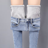 Winter Warm Jeans Woman 2020 High Waist Casual Velvet Ladies Trousers Female Pantalon Denim jeans for Women Pants Plus size