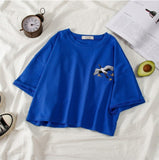 2020 New casual tshirt loose rainbow striped O-neck short-sleeved women t-shirt tops female t shirt woman cloth Harajuku