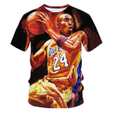 Kobe Bryant summer flame T-shirt 3D printed short sleeved T-shirt men round neck T-shirt women and men kobe harajuku T-shirt 5XL
