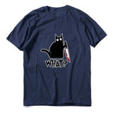 Cat What T Shirt Murderous Cat With Knife Funny Halloween Gift T Shirt Unisex Cotton T shirts for men and women